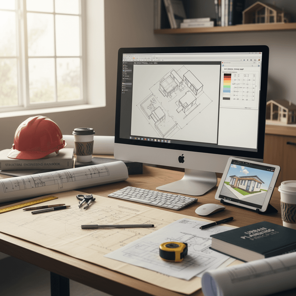 ADU planning workspace with zoning analysis and design materials